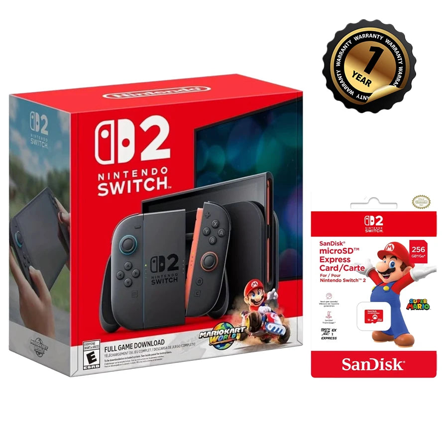 Nintendo Switch 2 Console and Mario Kart World Bundle (US Edition), with Switch 2 Micro SD Card-Hong Kong Version
