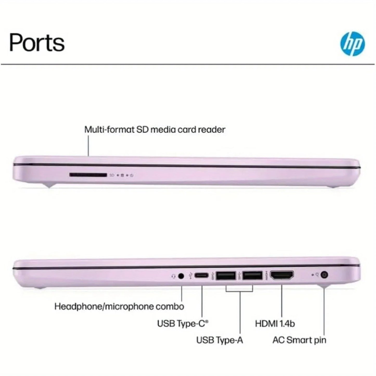 HP 14" HD Business Laptop,Intel Processor N150,Up to 16GB RAM,128GB UFS, Intel Graphics,Wi-Fi 6,Windows 11 S,Honey Lavender