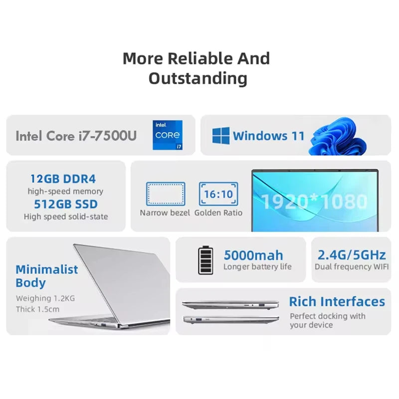 Xia Man Ultra Slim i7 Laptop Windows 11