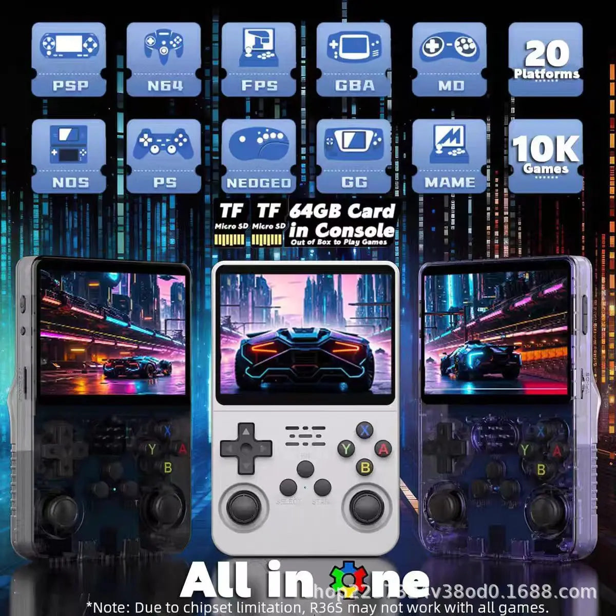 Open Source R36 64G Handheld game console 64G best Games  Linux System 3.5