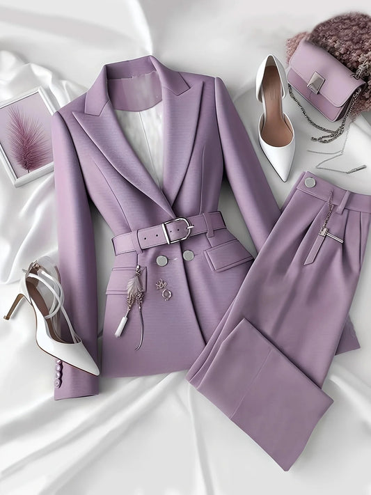 Women's Office Suit Set Polyester Spandex Jacket And Pants