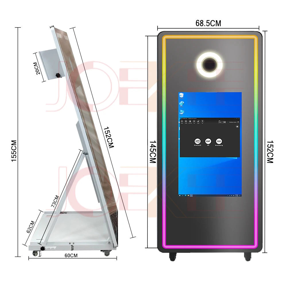 65 inch Magic Mirror Photo Booth 32in Touch Screen Built-in Mini PC Portable Mirror Photo Booth Selfie Machine for Partys Events