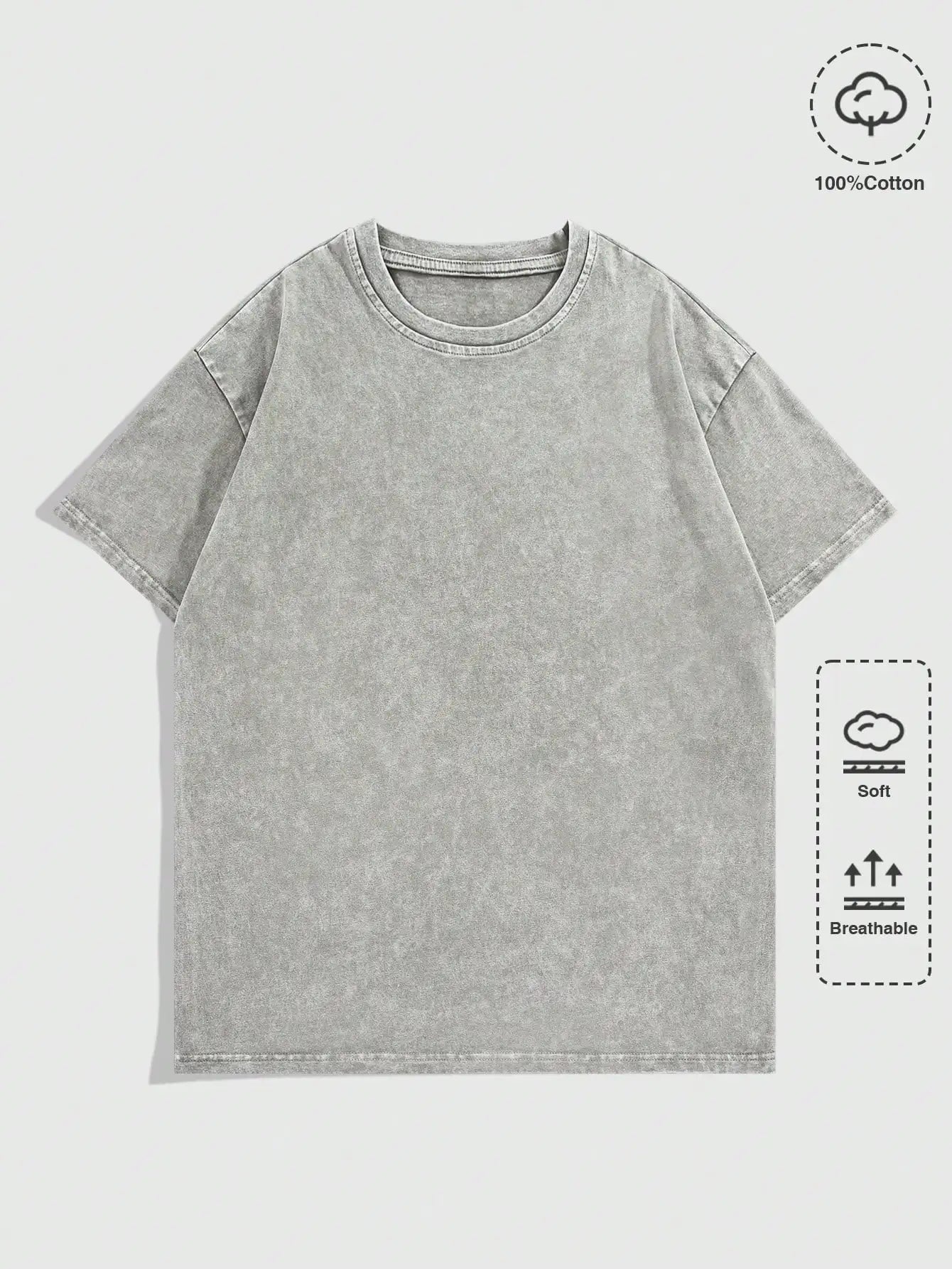 Men's Oversized Round Neck Short Sleeve T-Shirt, Soft Cotton, Casual Streetwear Style