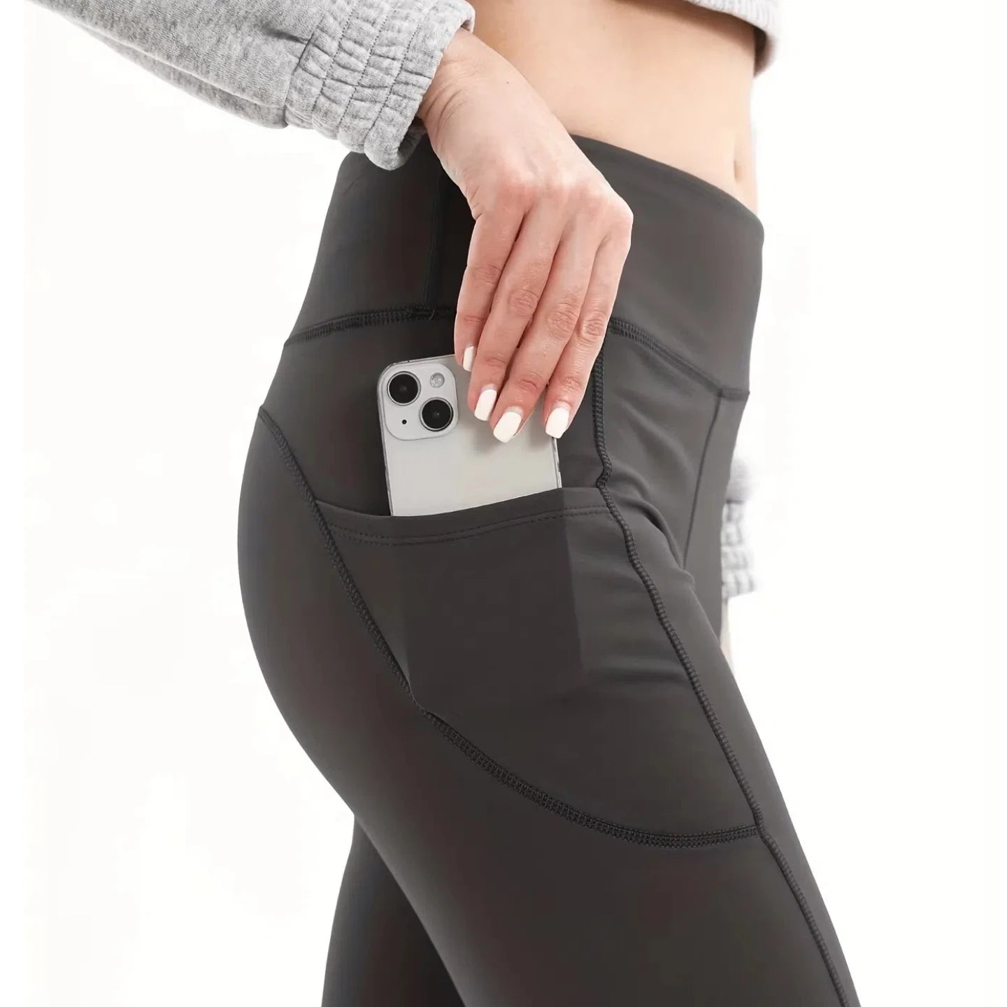 3Pcs Women Fall/Winter Slim Fleece Lined Wide Leg Yoga Pants High Waisted Elastic Sports Lounge Pockets Pure Color Exercise