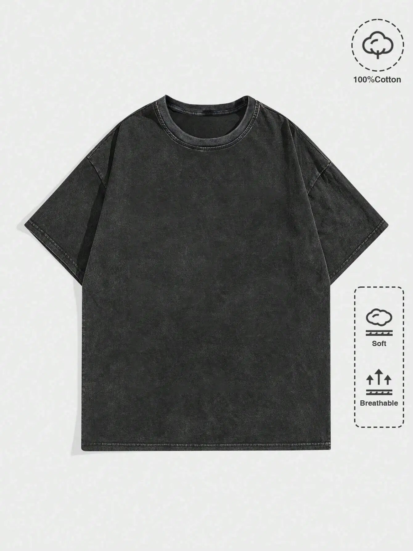 Men's Oversized Round Neck Short Sleeve T-Shirt, Soft Cotton, Casual Streetwear Style