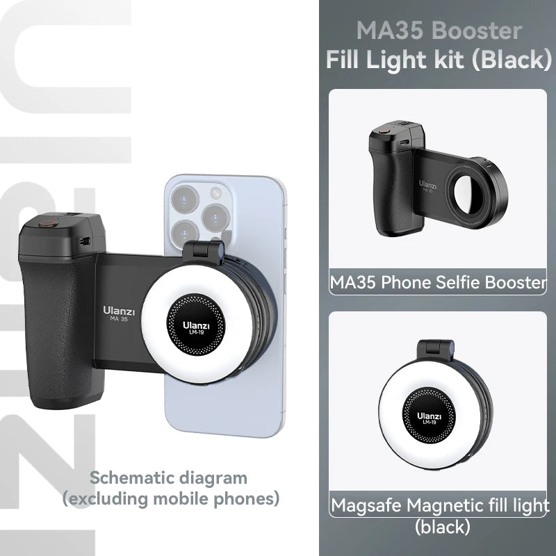 Ulanzi LM19 Mobile Phone Selfie Light Bi-color Pocket LED Magnetic Mini Ring Lamp Photography For iPhone 16 15 Apple 14 13 Pro