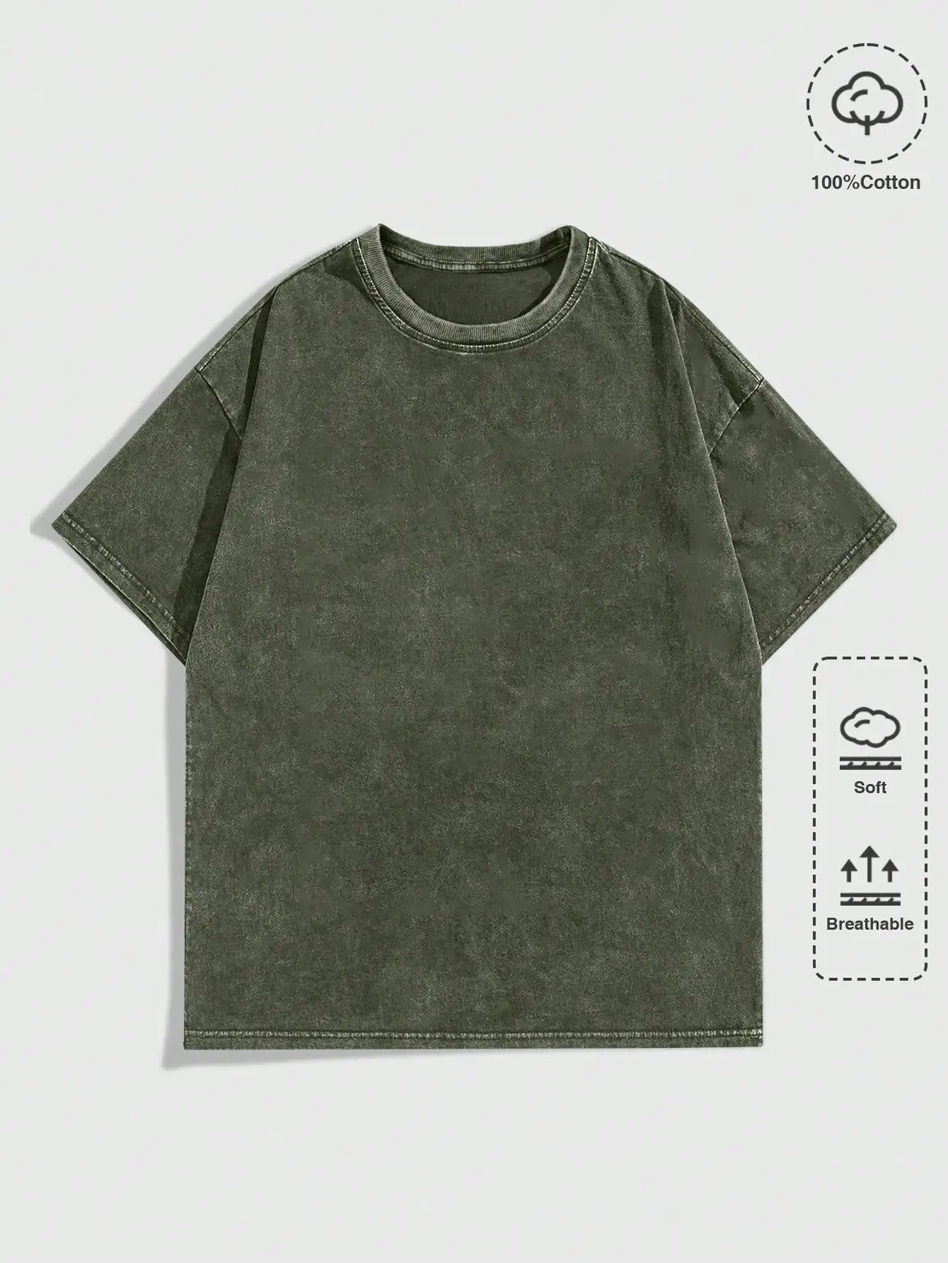 Men's Oversized Round Neck Short Sleeve T-Shirt, Soft Cotton, Casual Streetwear Style
