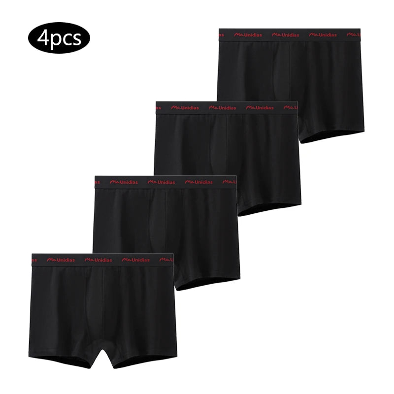 4pcs Solid Color Mens Boxer Briefs Cotton Boxers Men's Panties Fashion Underwear For Man Underpants Sexy Trunks High Quality