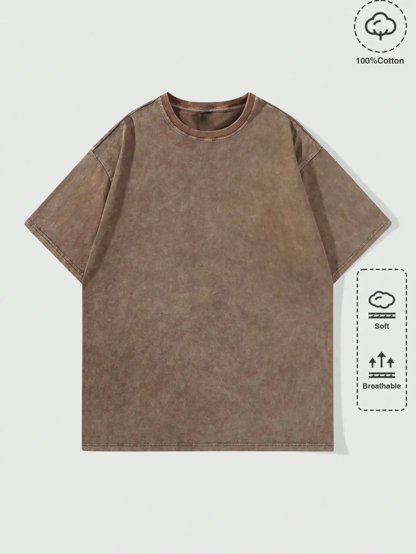 Men's Oversized Round Neck Short Sleeve T-Shirt, Soft Cotton, Casual Streetwear Style