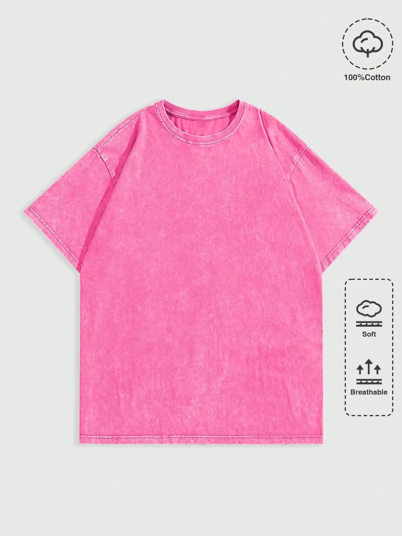 Men's Oversized Round Neck Short Sleeve T-Shirt, Soft Cotton, Casual Streetwear Style