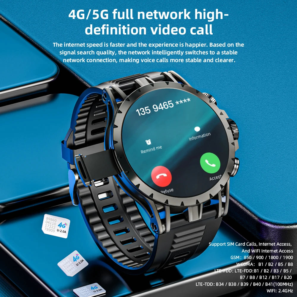 LOKMAT APPLLP 4 Android Smart Watch Phone AMOLED Screen Rotating Camera 4G Phone Calls Watch Wifi Video Calls Fitness Tracker