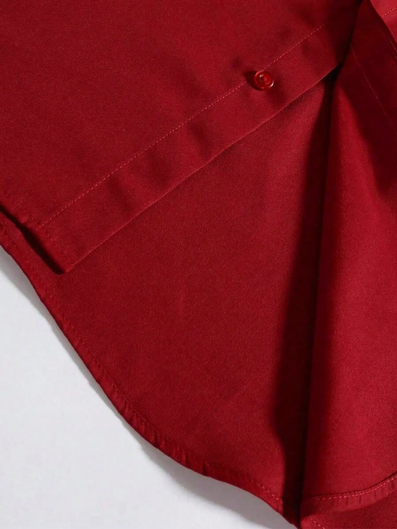 Men's Solid Red Long Sleeve Formal Dress Shirt for Business Office Wear