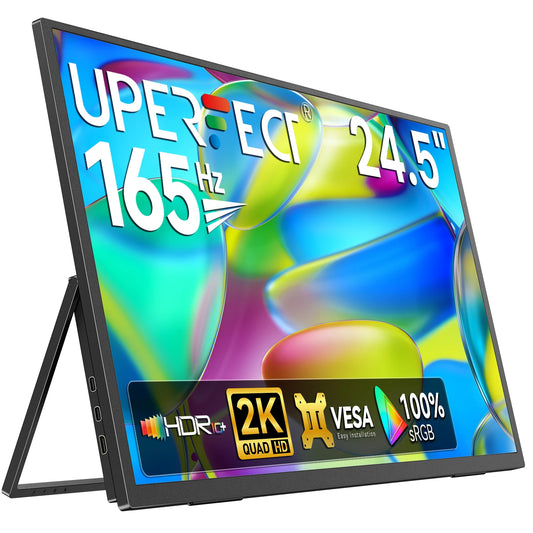 UPERFECT 24.5" 2K Portable Monitor 165Hz Gaming Display 1ms FreeSync HDR IPS Large Mobile Screen For PS5/4 Desktop MacBook Switc