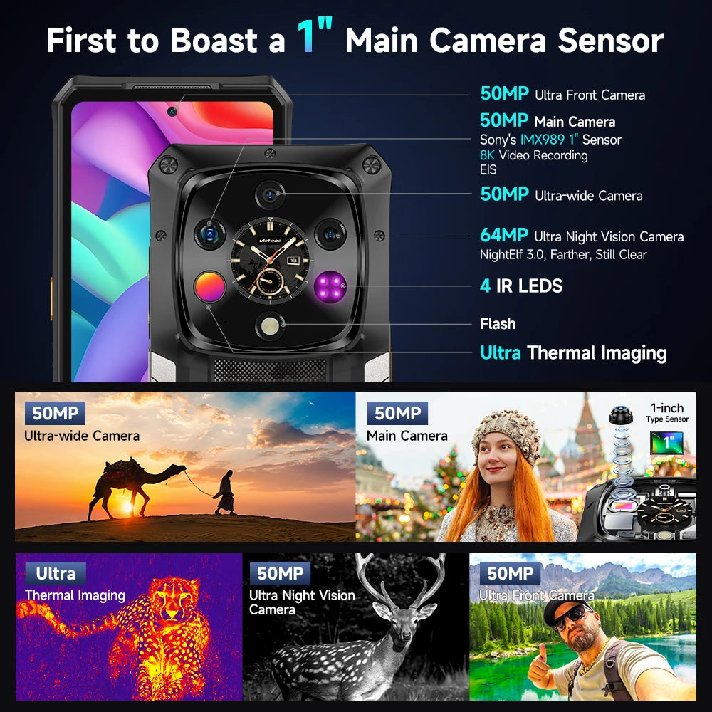 Ulefone Armor 28 Ultra 5G AI Thermal Imaging Rugged Phone 1TB ROM 32GB RAM Dimensity 9300+ Android AMOLED 6.67" Smartphone