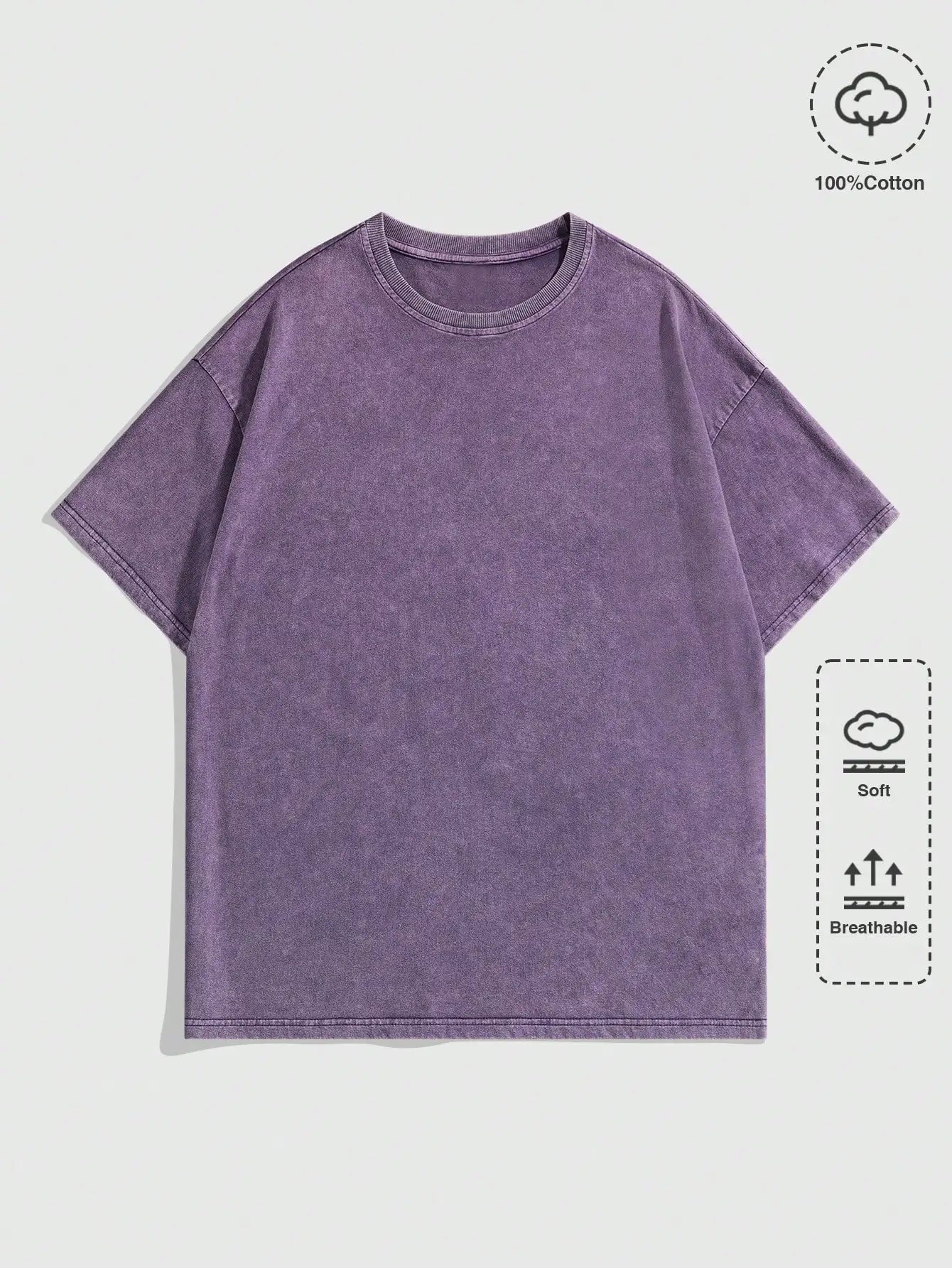 Men's Oversized Round Neck Short Sleeve T-Shirt, Soft Cotton, Casual Streetwear Style
