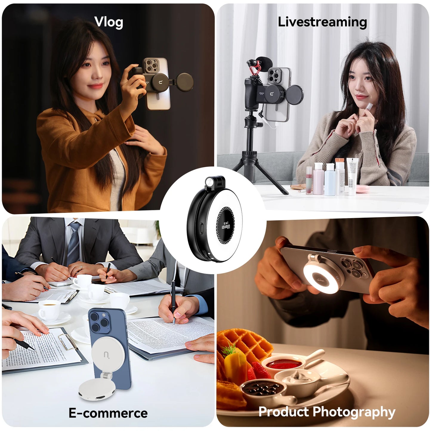 Ulanzi LM19 Mobile Phone Selfie Light Bi-color Pocket LED Magnetic Mini Ring Lamp Photography For iPhone 16 15 Apple 14 13 Pro