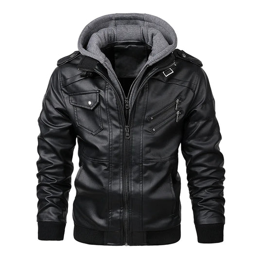 King Billion Mens PU Leather Motorcycle Jacket Biker Coat Autumn