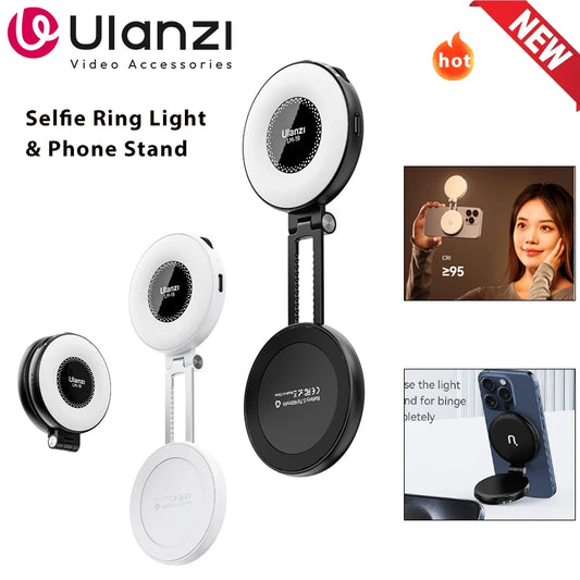 Ulanzi LM19 Mobile Phone Selfie Light Bi-color Pocket LED Magnetic Mini Ring Lamp Photography For iPhone 16 15 Apple 14 13 Pro