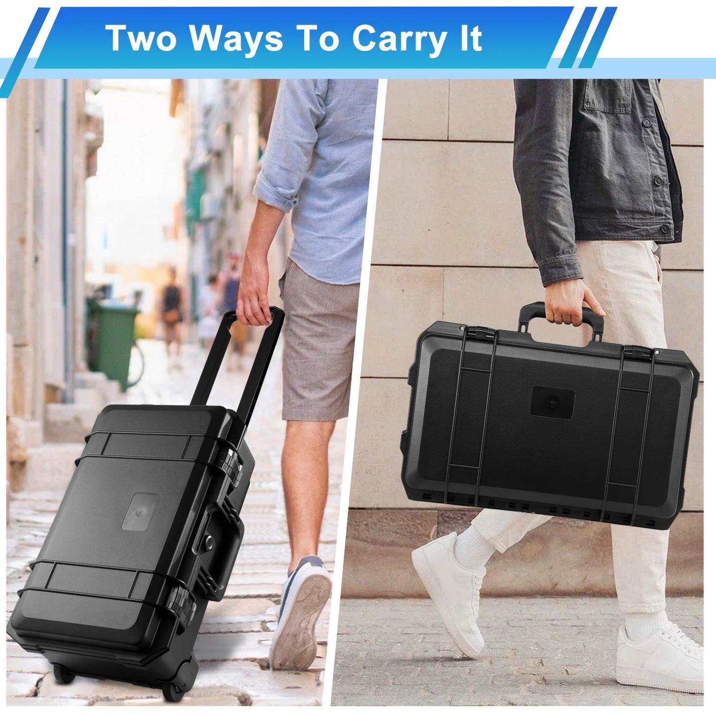 Rolling Camera Trolley Case Portable Hard Shell Equipment Luggage with Wheels for Photography Gear, Drone, Tripod and Lenses