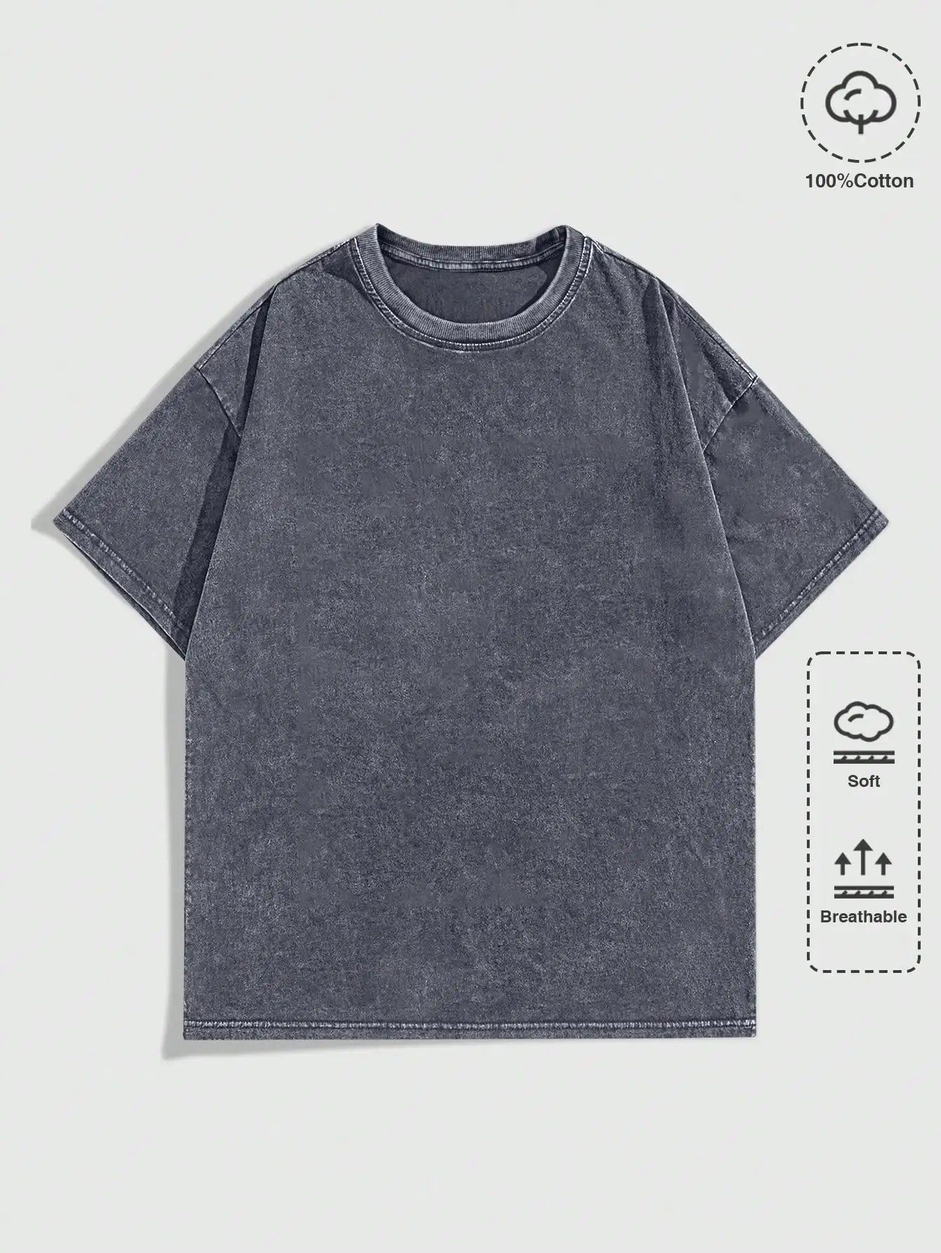 Men's Oversized Round Neck Short Sleeve T-Shirt, Soft Cotton, Casual Streetwear Style
