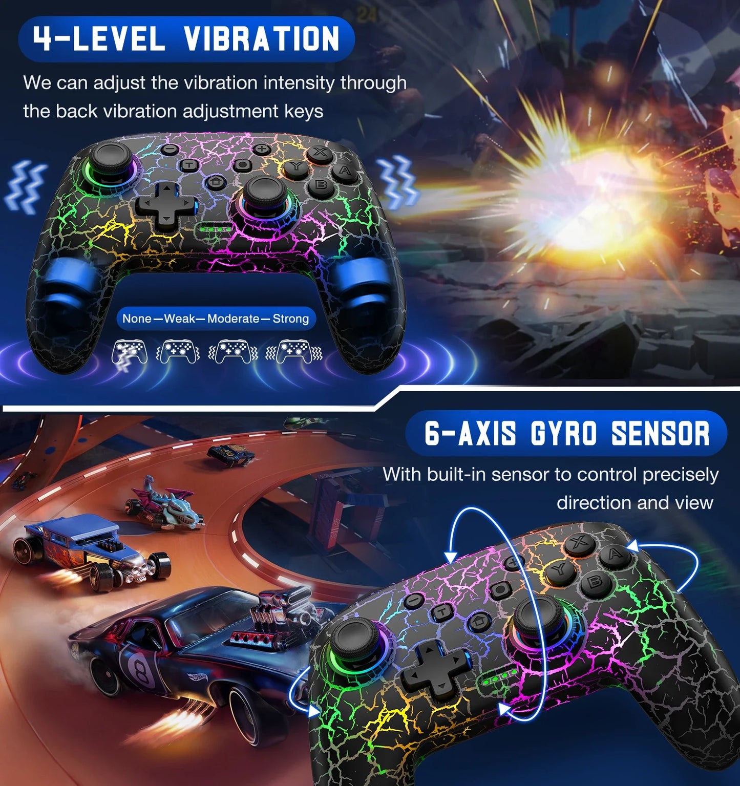 BEBONCOOL Wireless Controller Gamepads for Nintendo Switch/Lite/OLED with Mouse Touch Feeling Wakeup Programmable Turbo Function