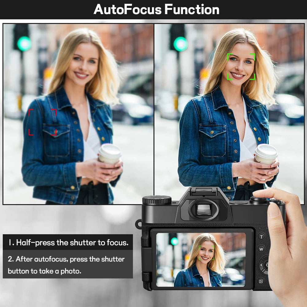 Gavonde 4K WiFi Camcorder With 64MP Flip Screen Wide Lens