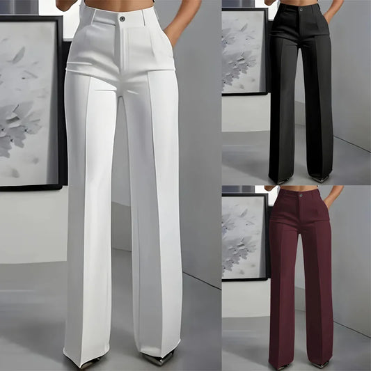 Choice Women High Waisted Draped Straight Cut Suit Pants