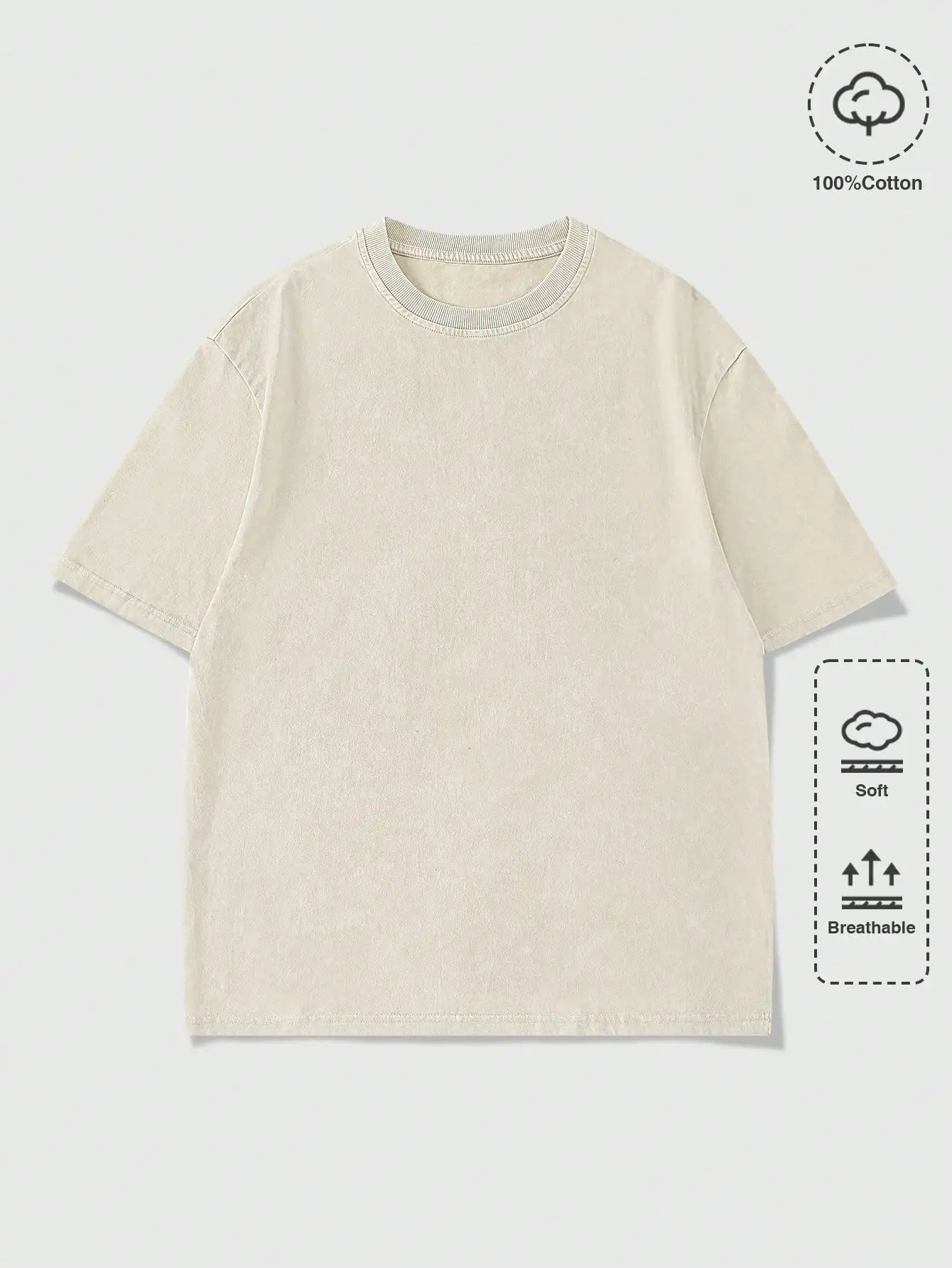 Men's Oversized Round Neck Short Sleeve T-Shirt, Soft Cotton, Casual Streetwear Style