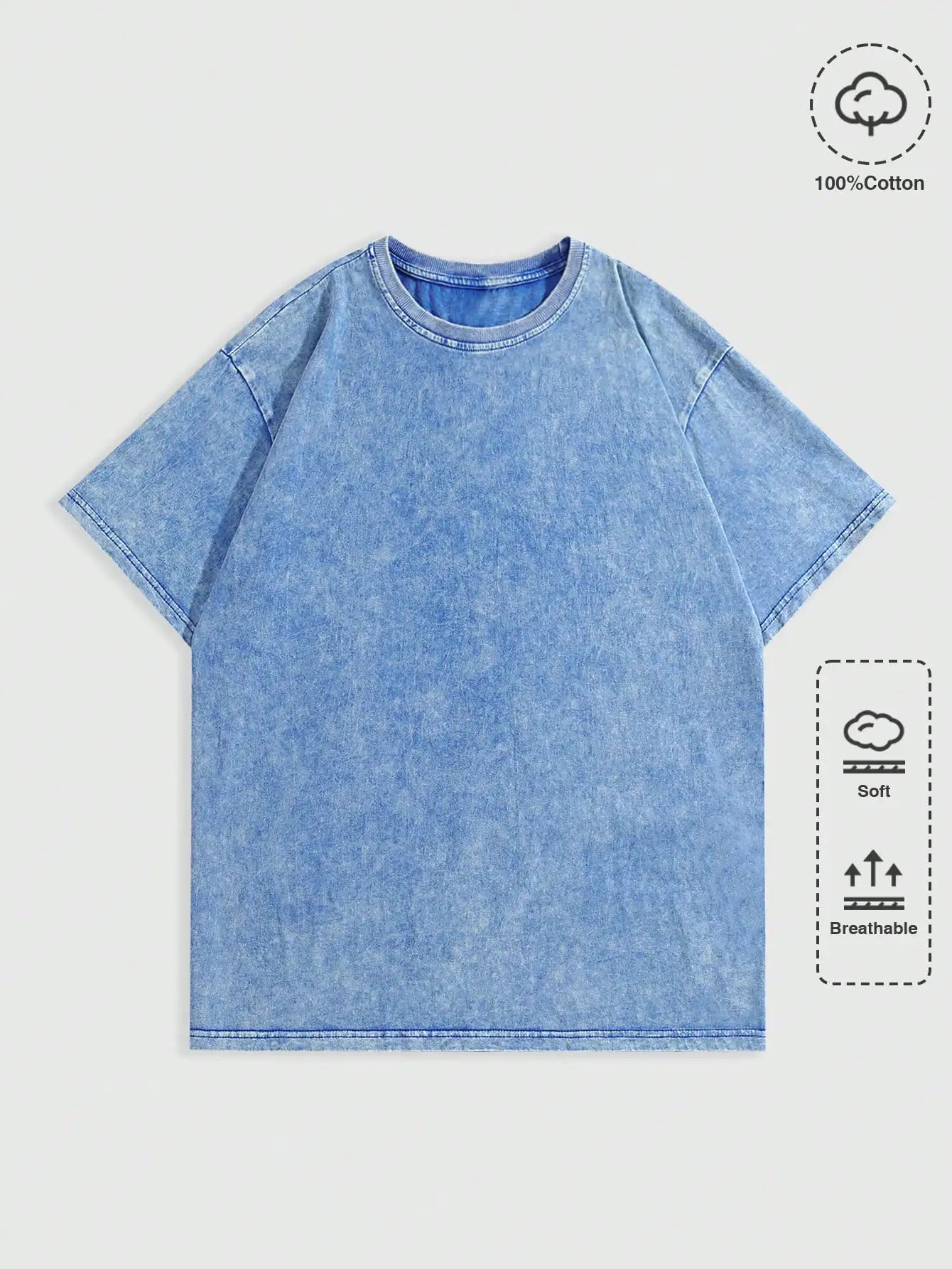 Men's Oversized Round Neck Short Sleeve T-Shirt, Soft Cotton, Casual Streetwear Style